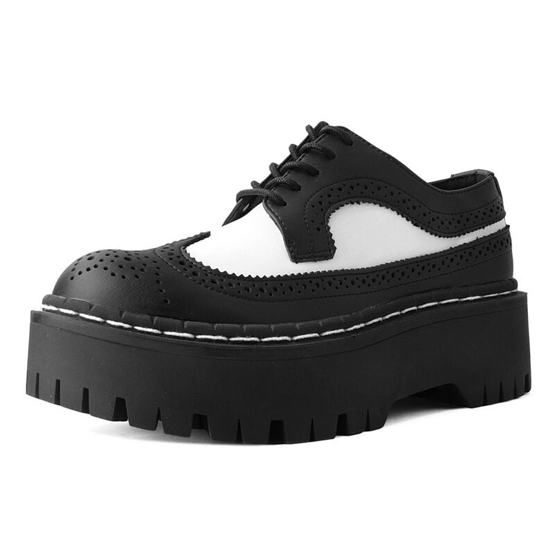 T.U.K. - Rockabilly Creepers - Doubledecker - EU41 bis EU46 - für Männer - Größe EU41 - schwarz/weiß