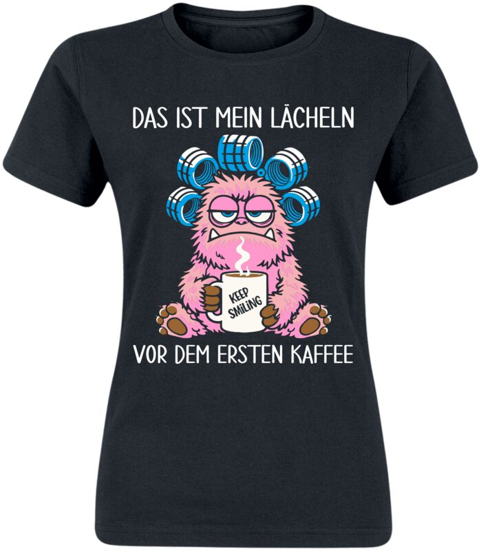 T-Shirt - Das ist mein Lächeln vor dem ersten Kaffee - S bis XXL - für Damen - Größe XL - schwarz - Frauen - female