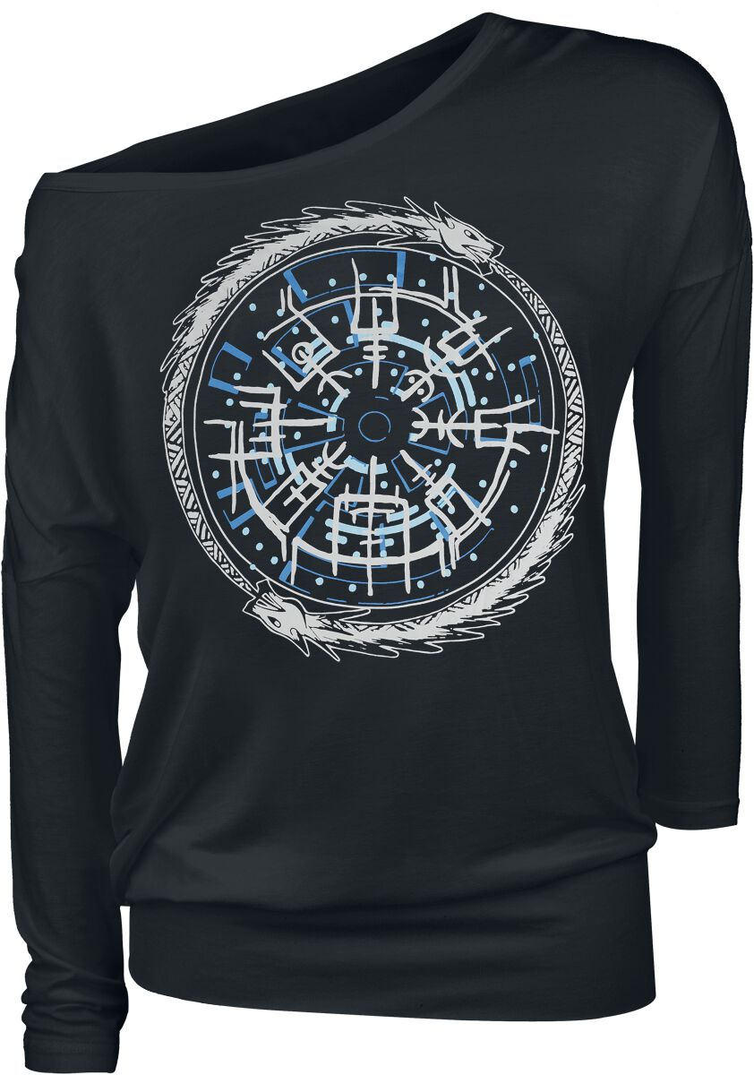 Image of Maglia Maniche Lunghe di Black Premium by EMP - Long-sleeved top with runes compass - S a 4XL - Donna - nero