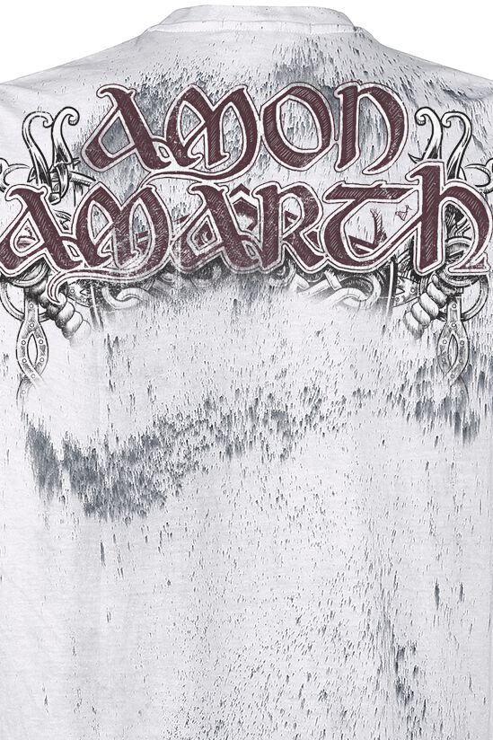 Amon Amarth T Shirt Grigio Skull Nuovo Ufficiale Uomo Bianca
