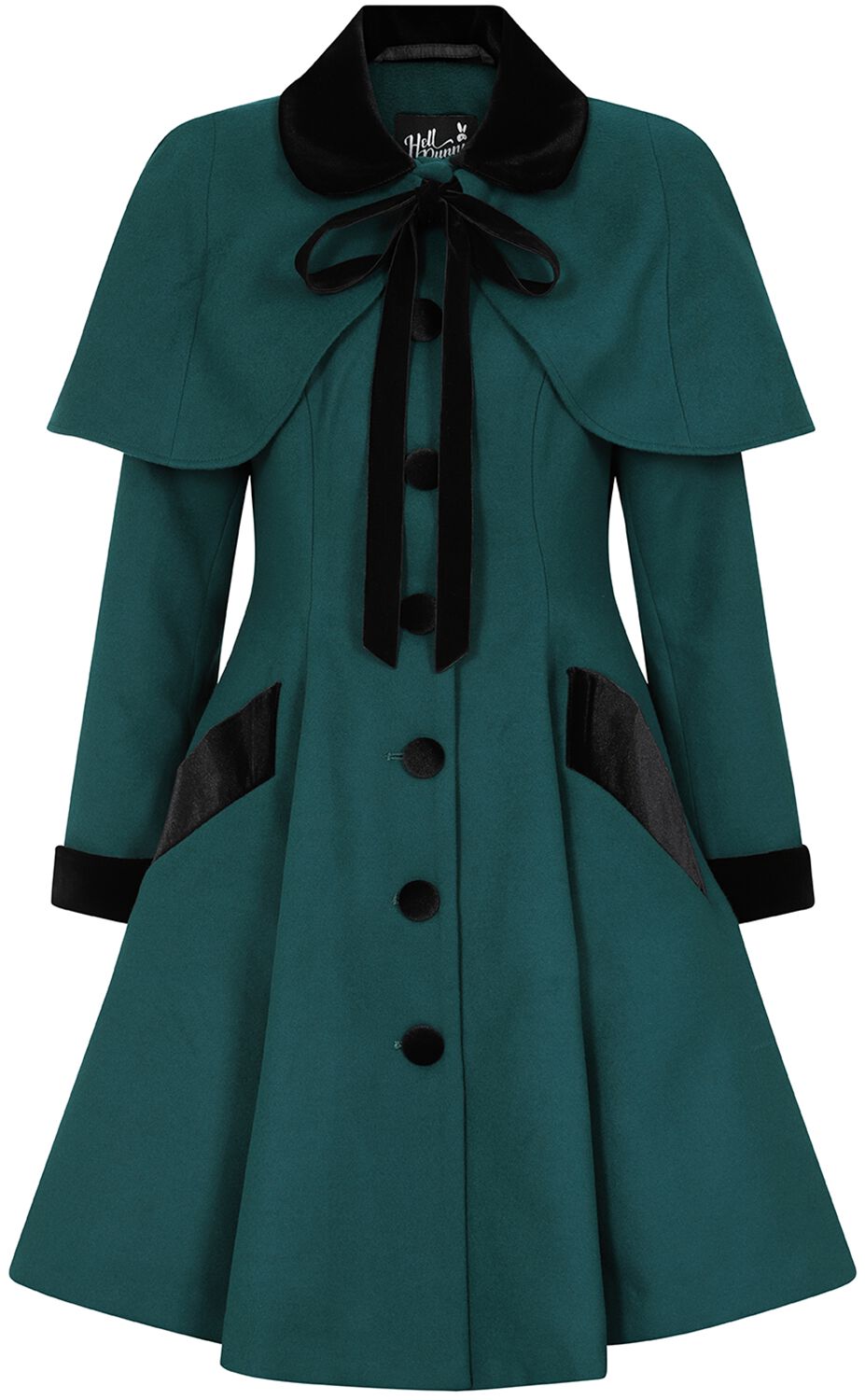 Image of Cappotti Rockabilly di Hell Bunny - Anouk coat - S a 4XL - Donna - verde/nero