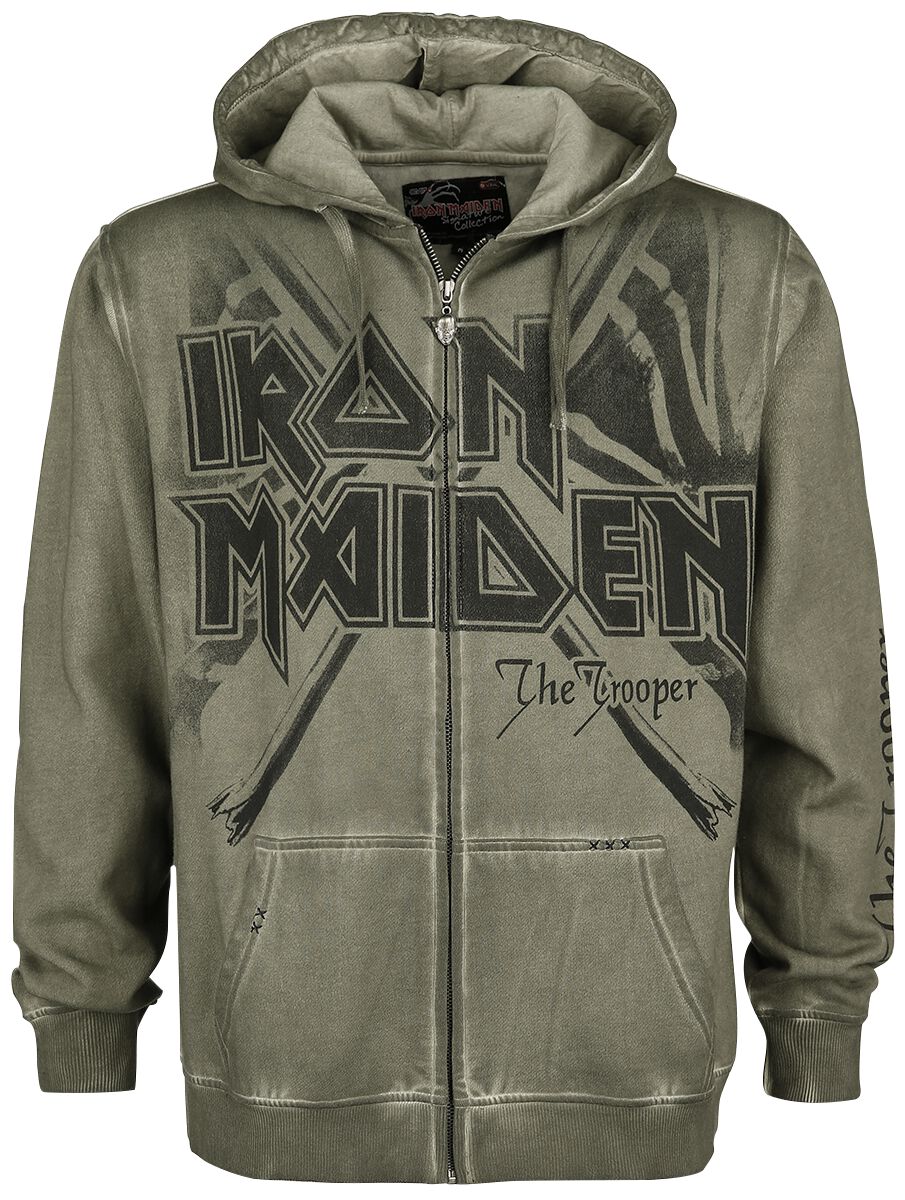Levně Iron Maiden EMP Signature Collection Mikina s kapucí na zip olivová