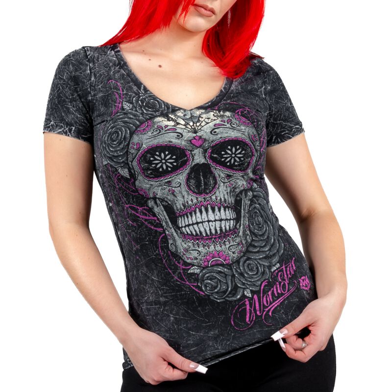 T-Shirt - Calavera Tee - XS bis 3XL - für Damen - Größe XXL - schwarz - Frauen - female