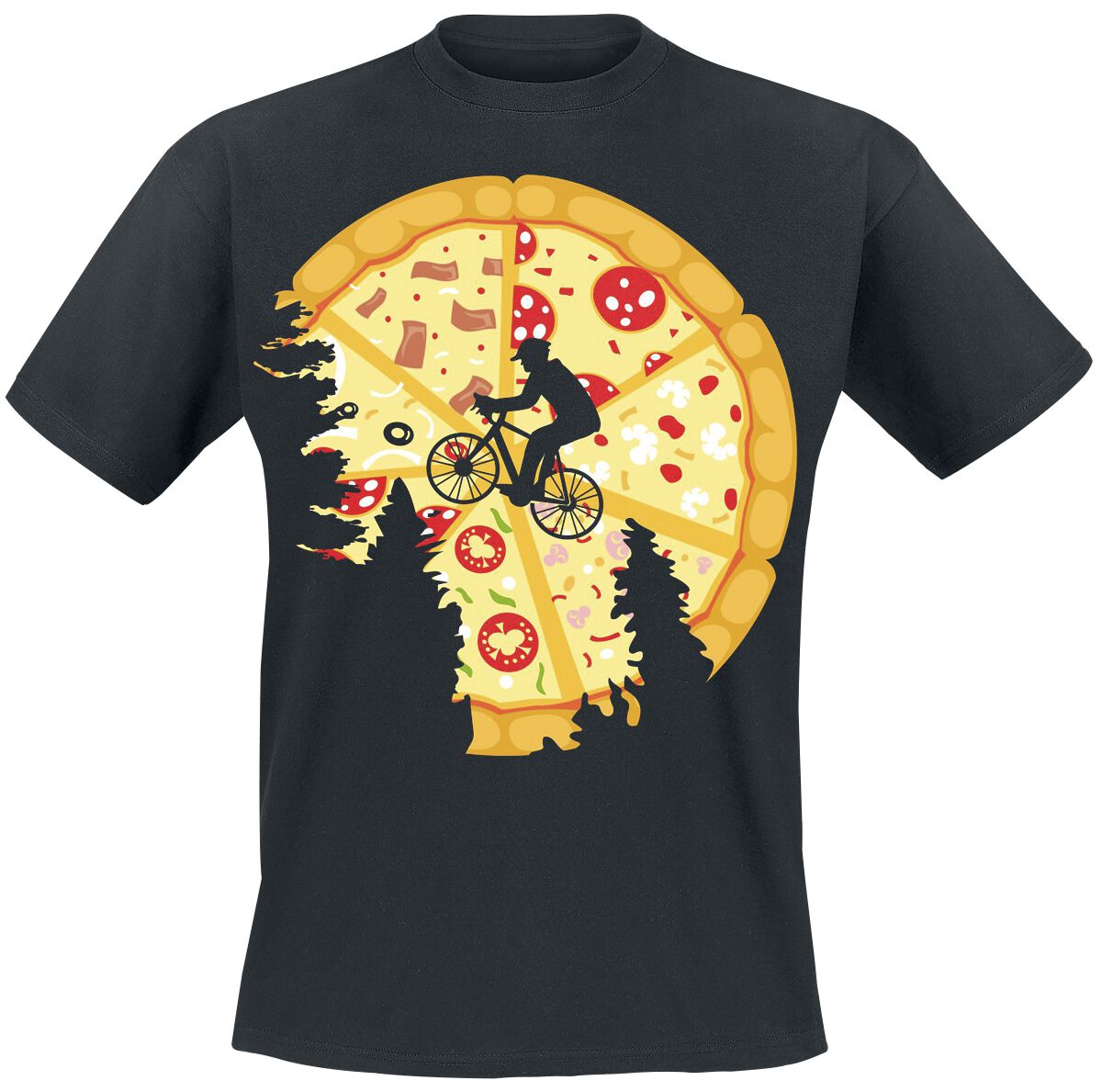 Food Pizza Moon T-Shirt schwarz