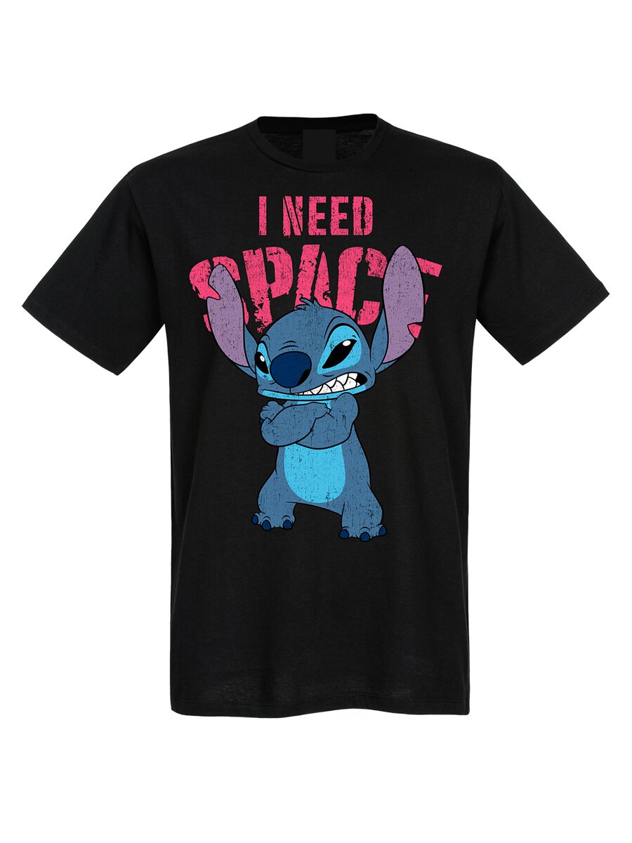 Lilo & Stitch - Disney T-Shirt - Stitch - I Need Space - L bis XL - für Männer - Größe XL - schwarz  - Lizenzierter Fanartikel