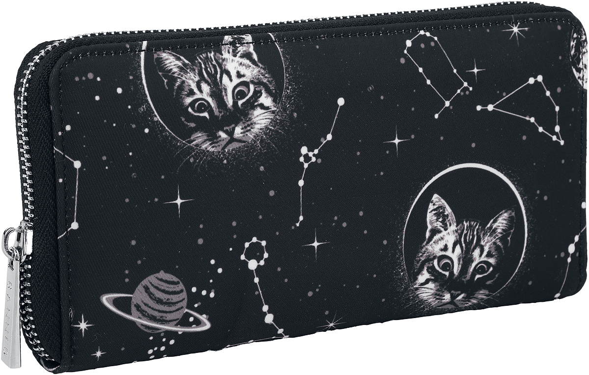 Banned Gothic Wallet - Space Cat - for Women - black-white