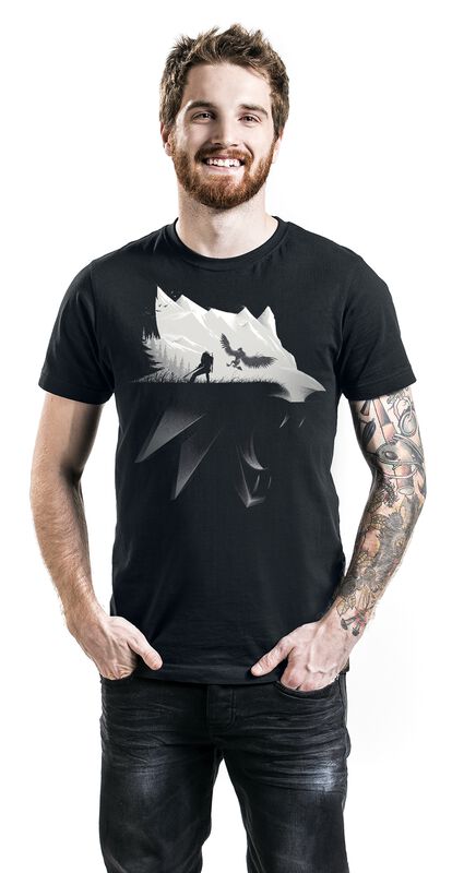 Große Größen Männer Wolf Silhouette | The Witcher T-Shirt