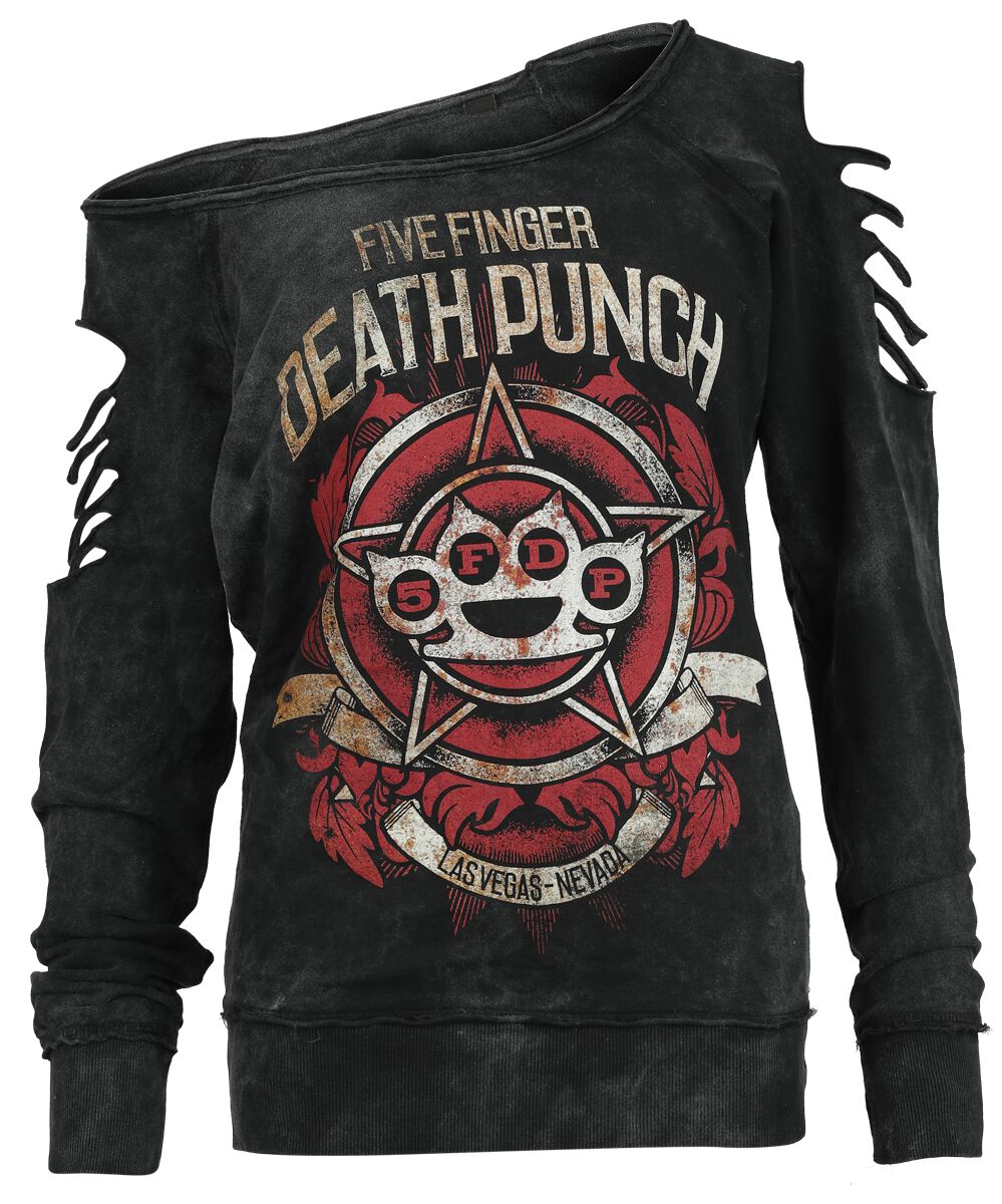 Five Finger Death Punch Sweatshirt - Logo Star - S - für Damen - Größe S - grau  - Lizenziertes Merchandise!
