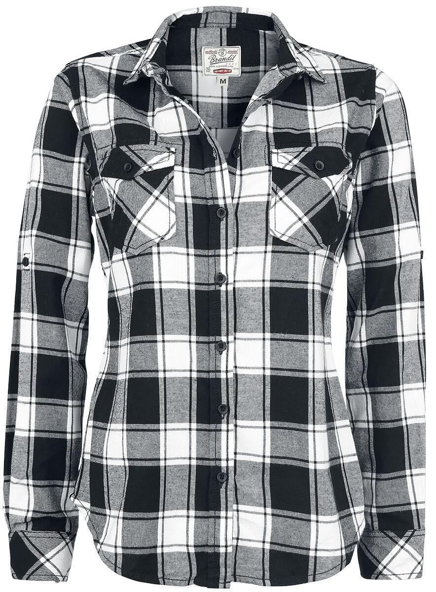 Brandit Flanellhemd - Amy Flanell Checkshirt - XL bis 5XL - für Damen - Größe 4XL - schwarz/weiß