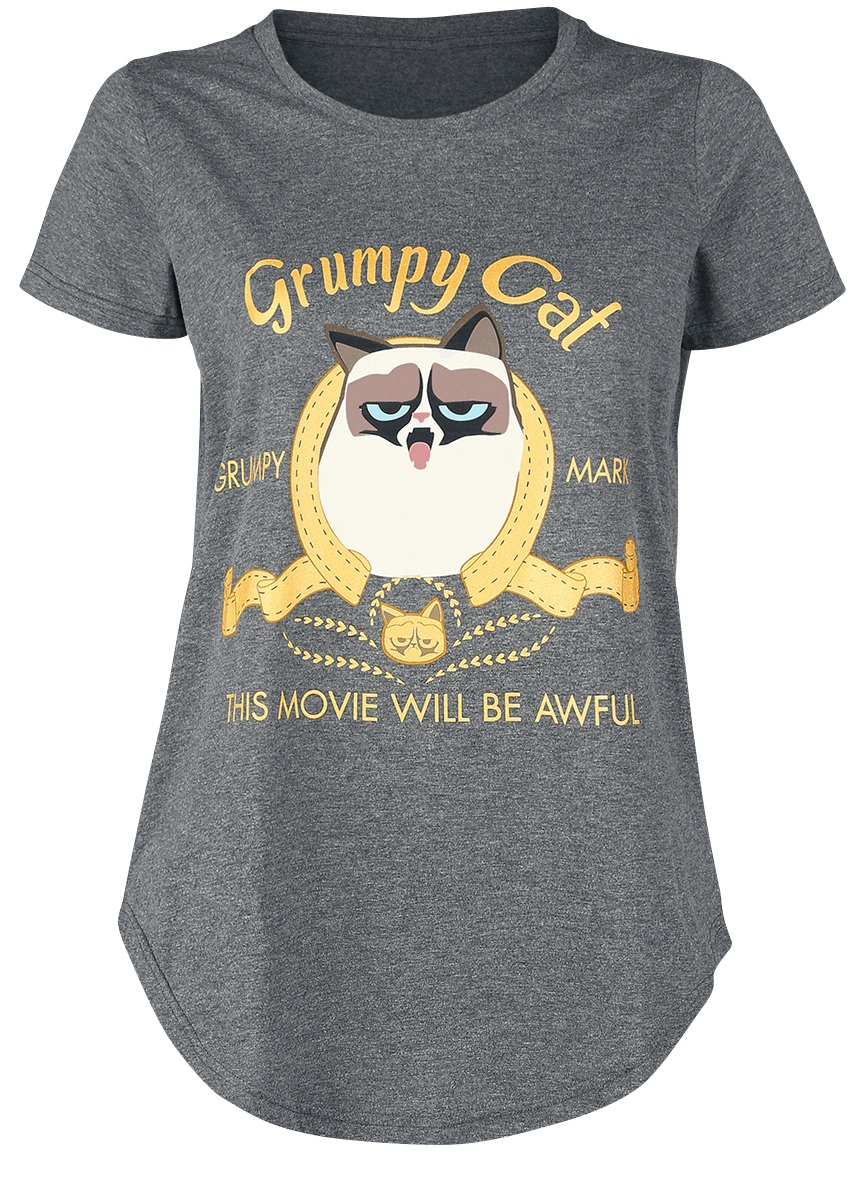 Grumpy Cat - This Movie Will Be Awful - Girls shirt - mottled grey image