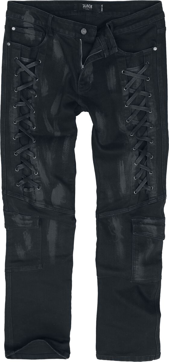 4068143324885 - Essential - Slim Cargo Jeans Jared with Lacing Jeans schwarz in W34L32