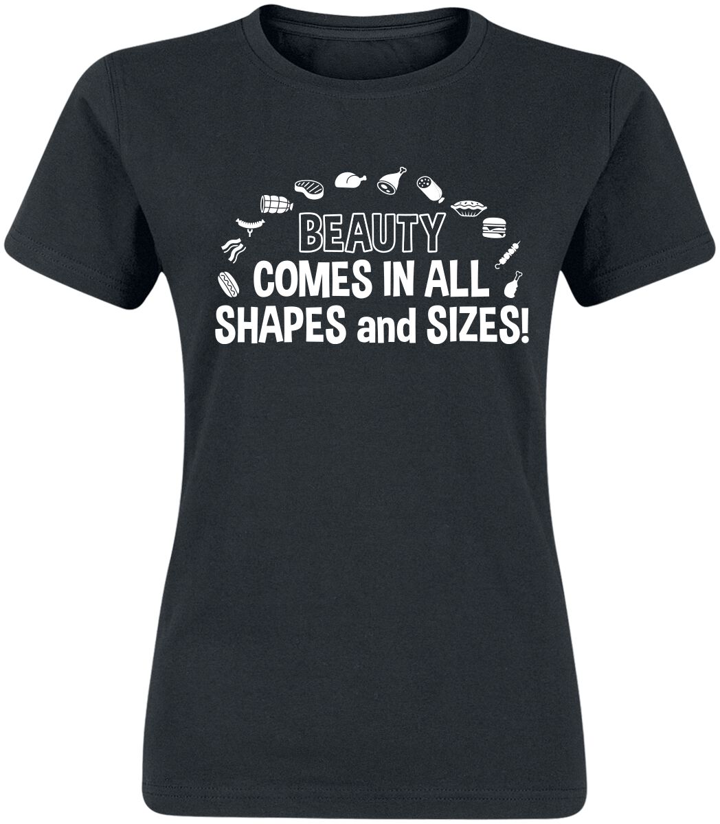 Slogans Beauty Comes In All Shapes And Sizes! T-Shirt black