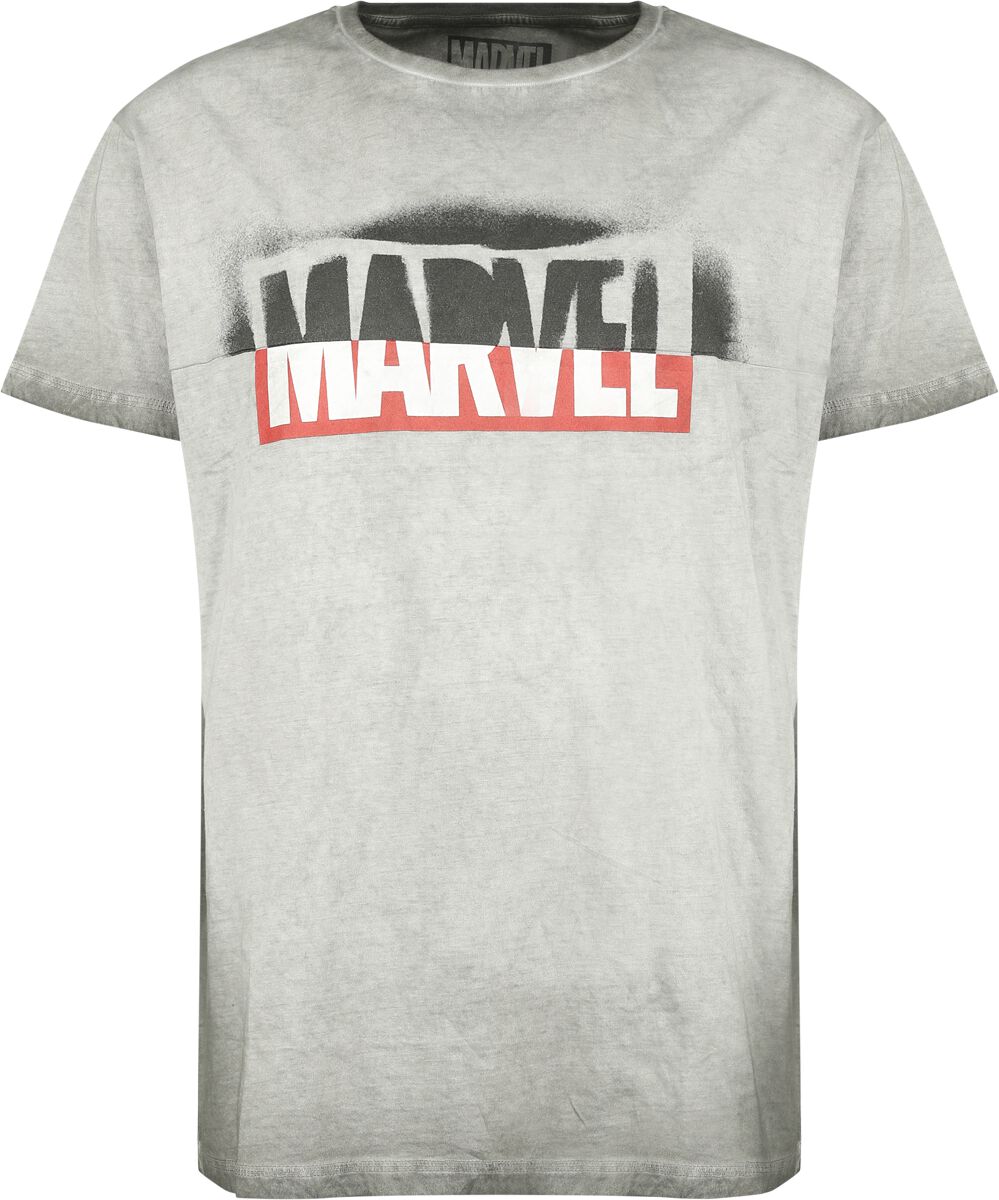Marvel Logo Graffiti T-Shirt hellgrau in XL