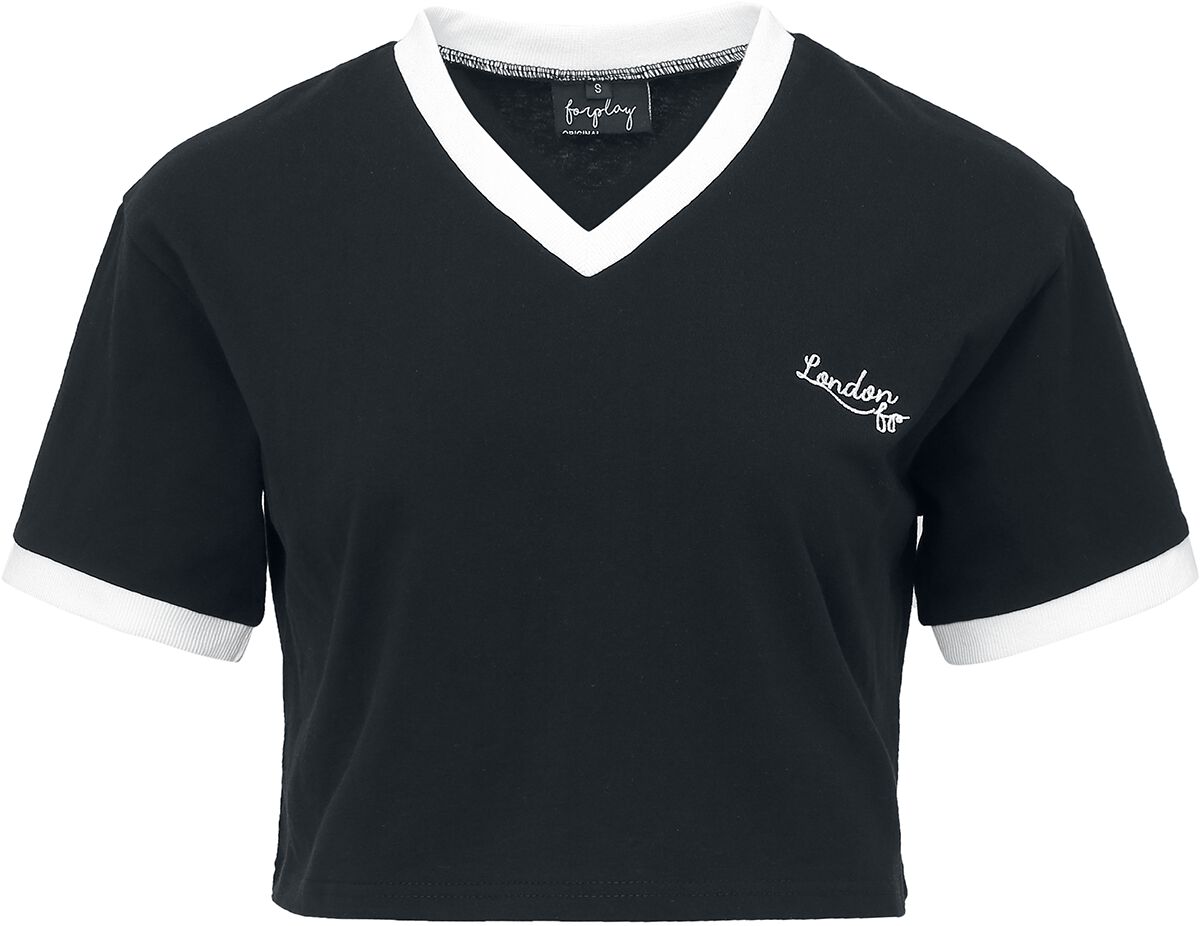 T-Shirt Manches courtes de Forplay - Isabelle - M à 3XL - pour Femme - noir/blanc