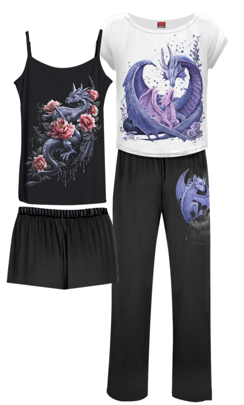 Spiral  Pyjama - Maternal Instincts - Gothic Pyjama Set (4pcs) - for Women - black-white