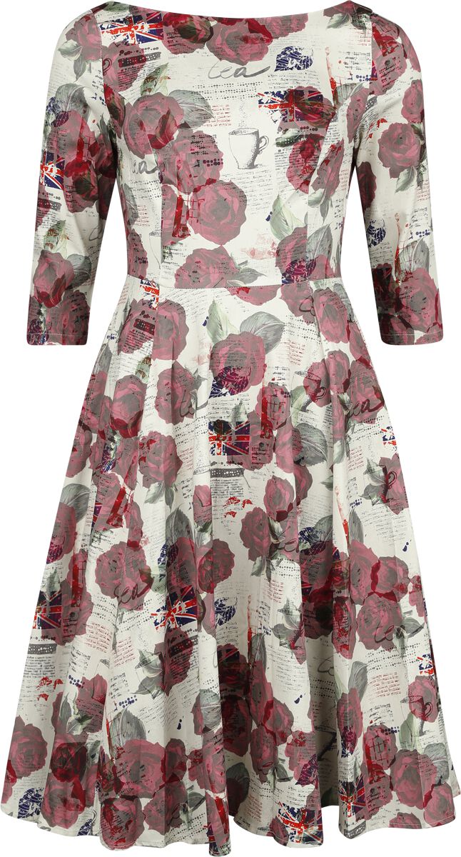 H&R London - Rockabilly Kleid knielang - Tilly Tea Party Swing Dress - XS bis 4XL - für Damen - Größe XS - multicolor