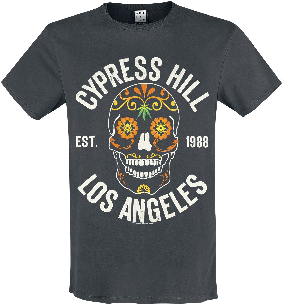 Cypress Hill T-Shirt - Amplified Collection - Floral Skull - S bis 3XL - für Männer - Größe XXL - charcoal  - Lizenziertes Merchandise!