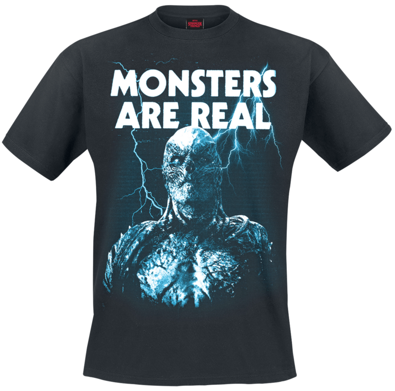 Stranger Things  T-Shirt - Monsters are real - for Men - black