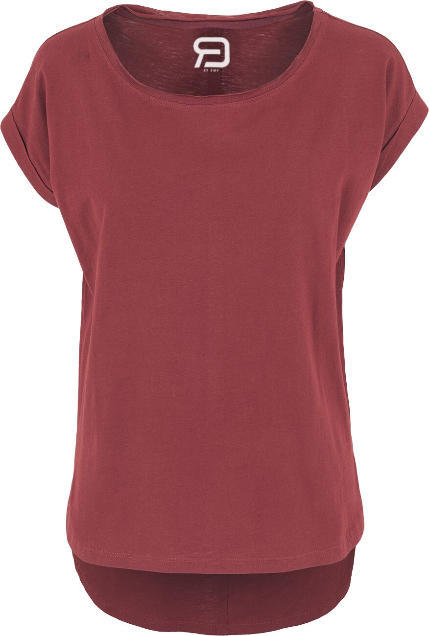 Image of RED by EMP Long Back Shaped Slub Tee Girl-Shirt burgund