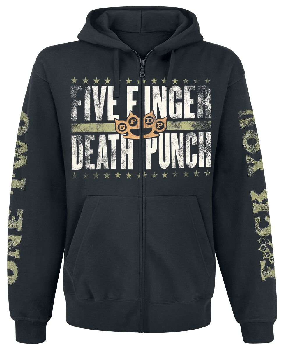 Levně Five Finger Death Punch Locked & Loaded Mikina s kapucí na zip černá
