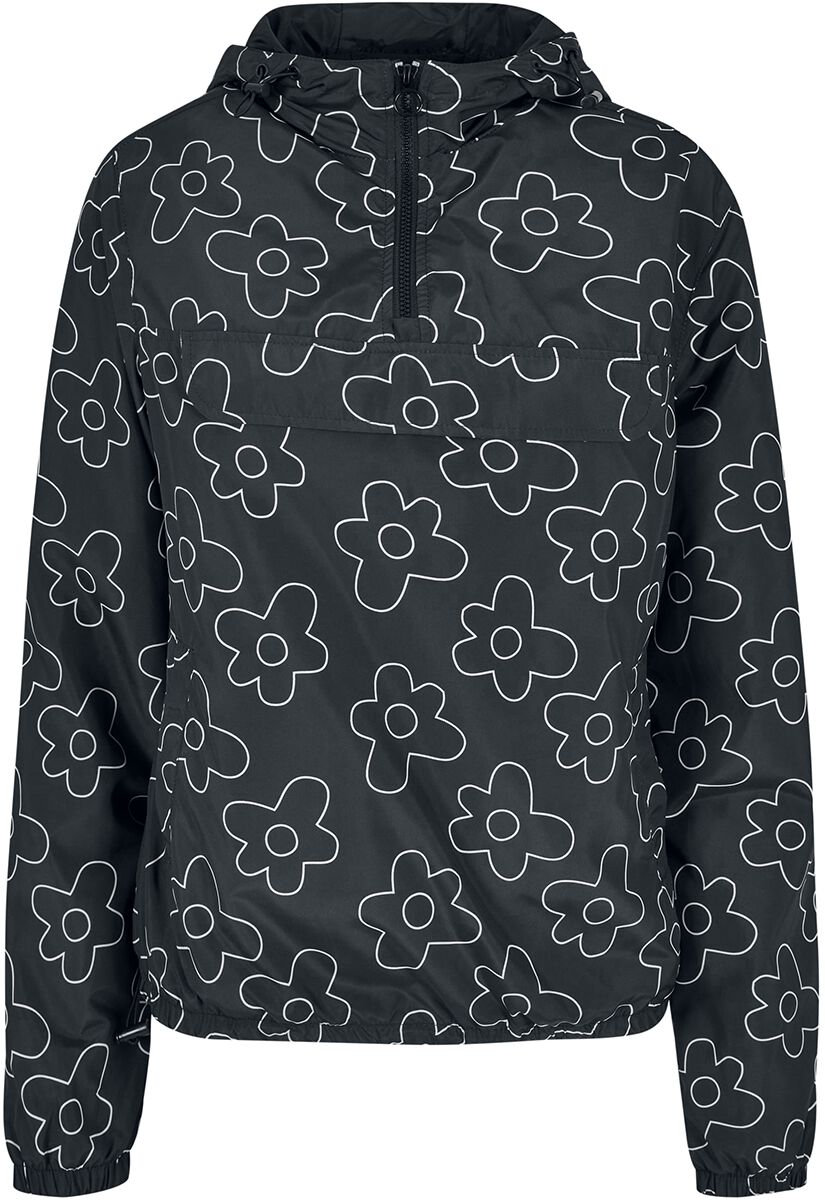 Urban Classics Windbreaker - Ladies AOP Pullover Jacket - XS bis M - für Damen - Größe M - schwarz