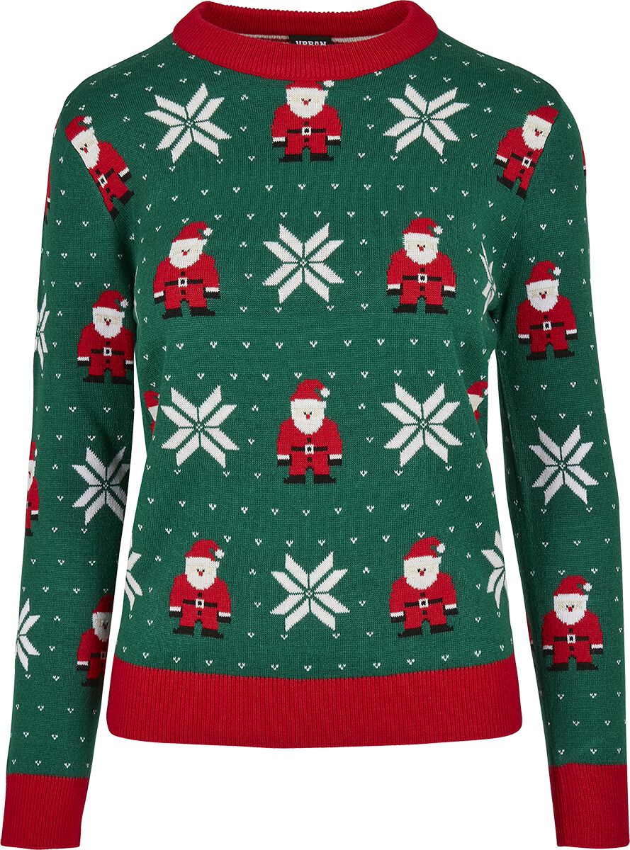 Urban Classics Ladies Santa Christmas Sweater Knit jumper green white red