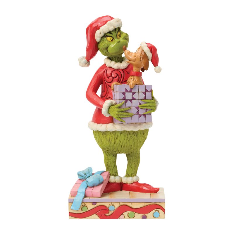 The Grinch Sammelfiguren - The Grinch Holding Gift with Max Popping Out - The Grinch by Jim Shore - multicolor  - Lizenzierter Fanartikel