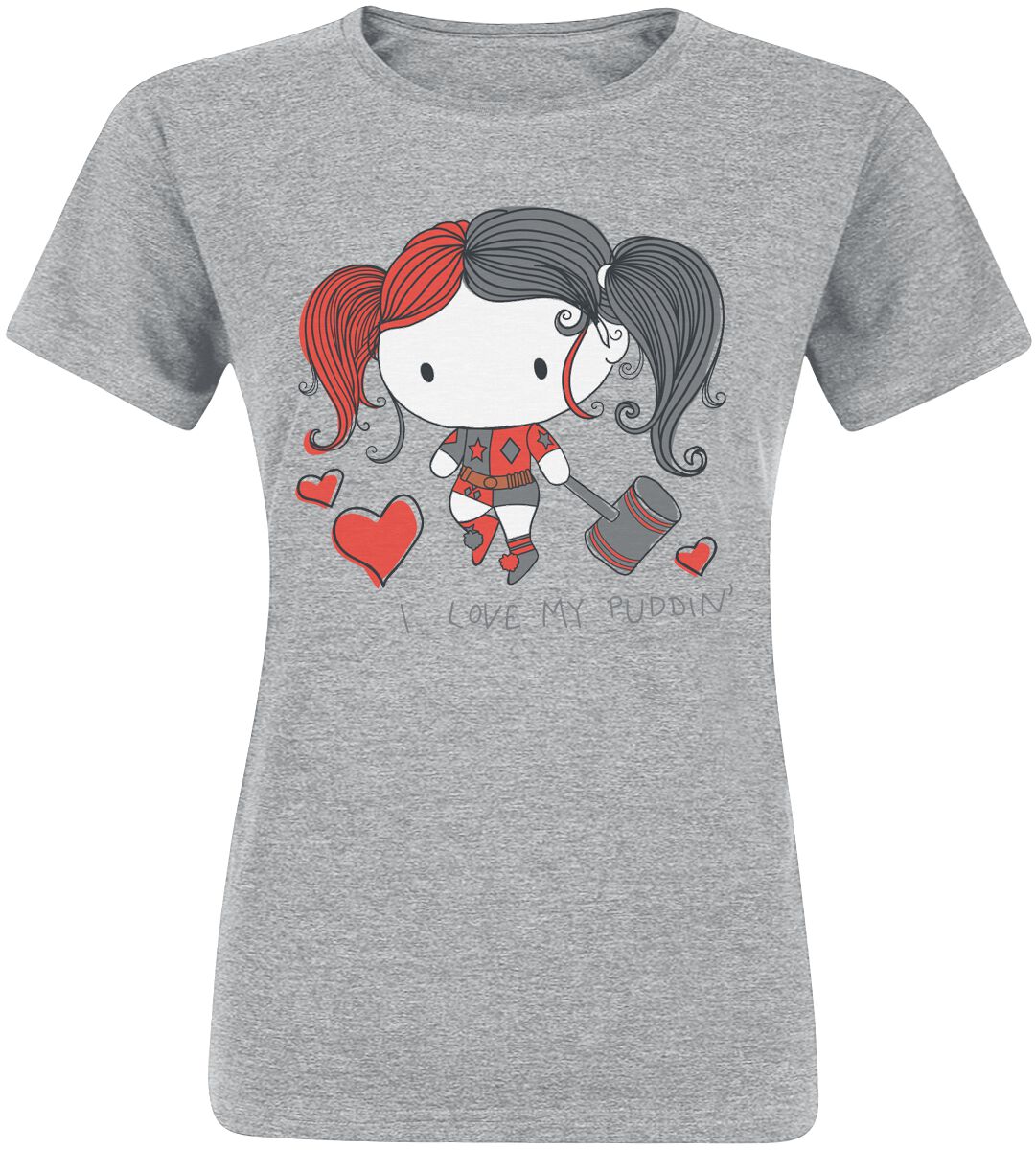 Suicide Squad I Love My Puddin T-Shirt heather grey