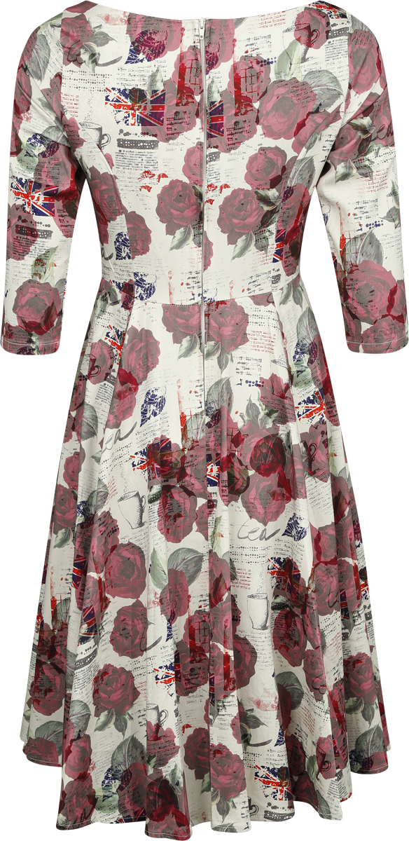H&R London - Rockabilly Kleid knielang - Tilly Tea Party Swing Dress - XS bis XL - für Damen - Größe XS - multicolor