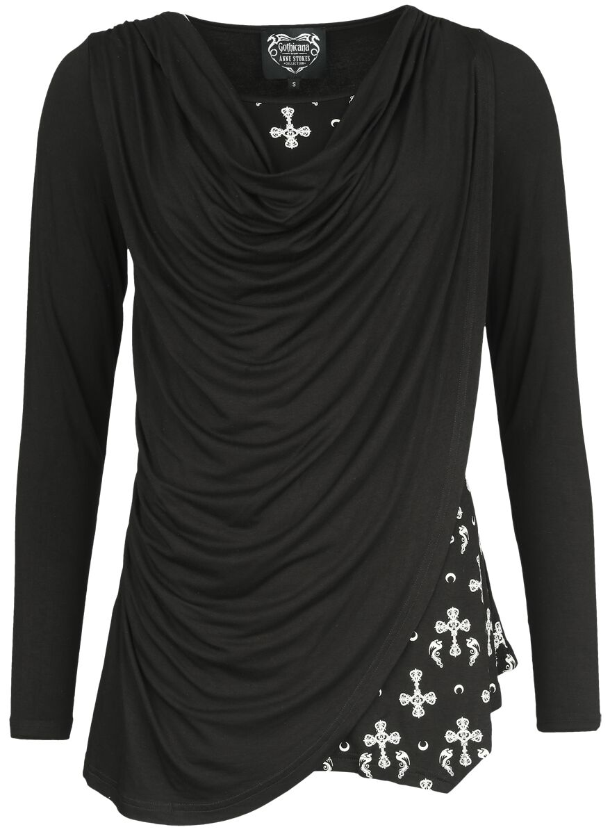 Image of Maglia Maniche Lunghe Gothic di Gothicana by EMP - Gothicana X Anne Stokes long-sleeved top - S a XXL - Donna - nero