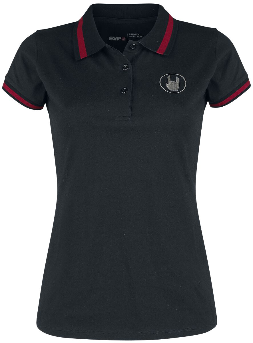 T-Shirt Manches courtes de Collection Premium EMP - Polo Noir Avec Broderies et Détails Rouges - S à