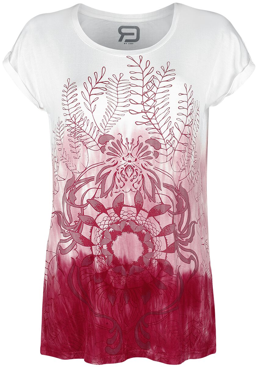 Image of T-Shirt di RED by EMP - Colour-Run T-Shirt with Mandala Print - S a 5XL - Donna - bordeaux