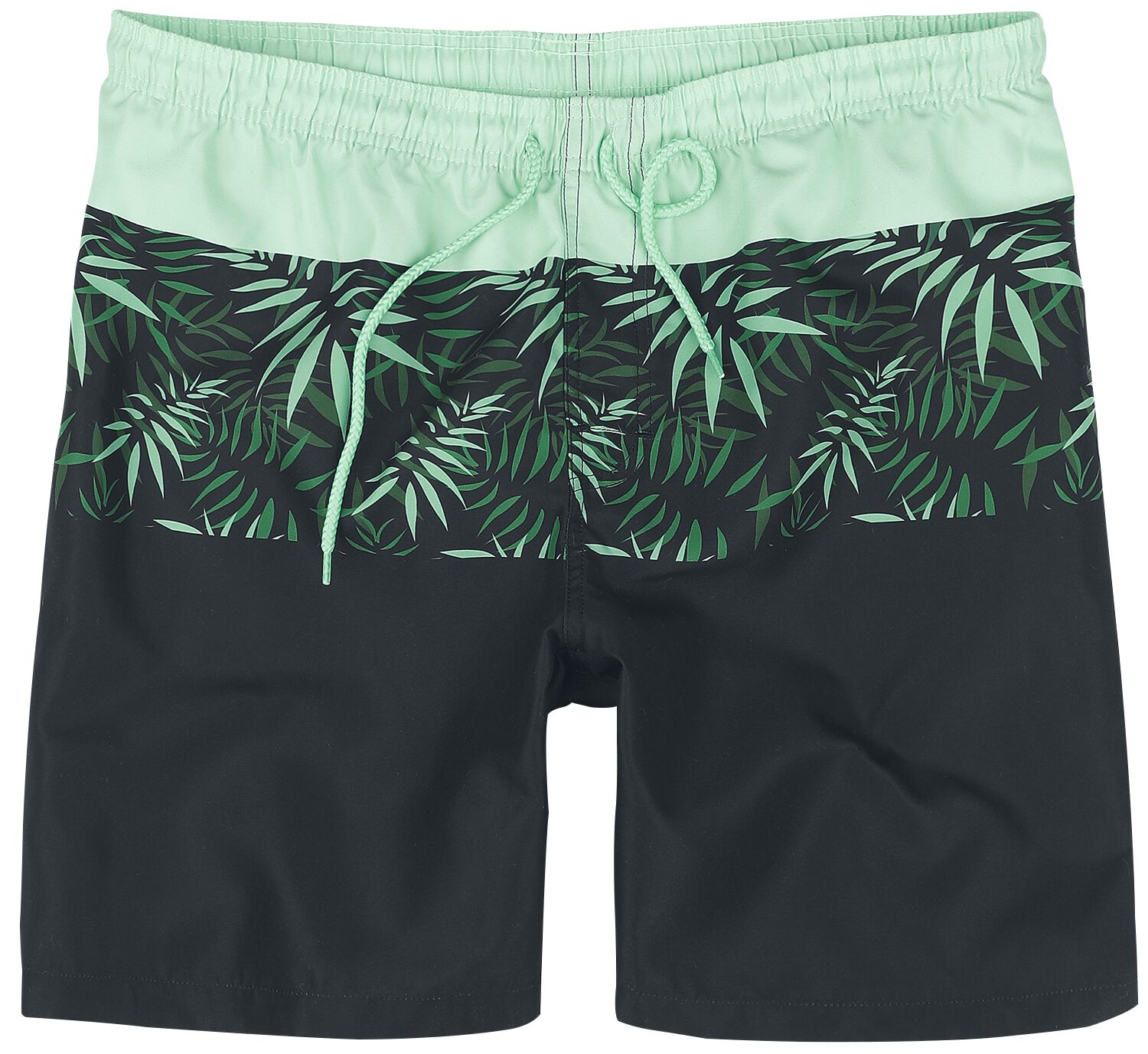 Levně RED by EMP Swim Shorts With Palm Trees Pánské plavky cerná/zelená
