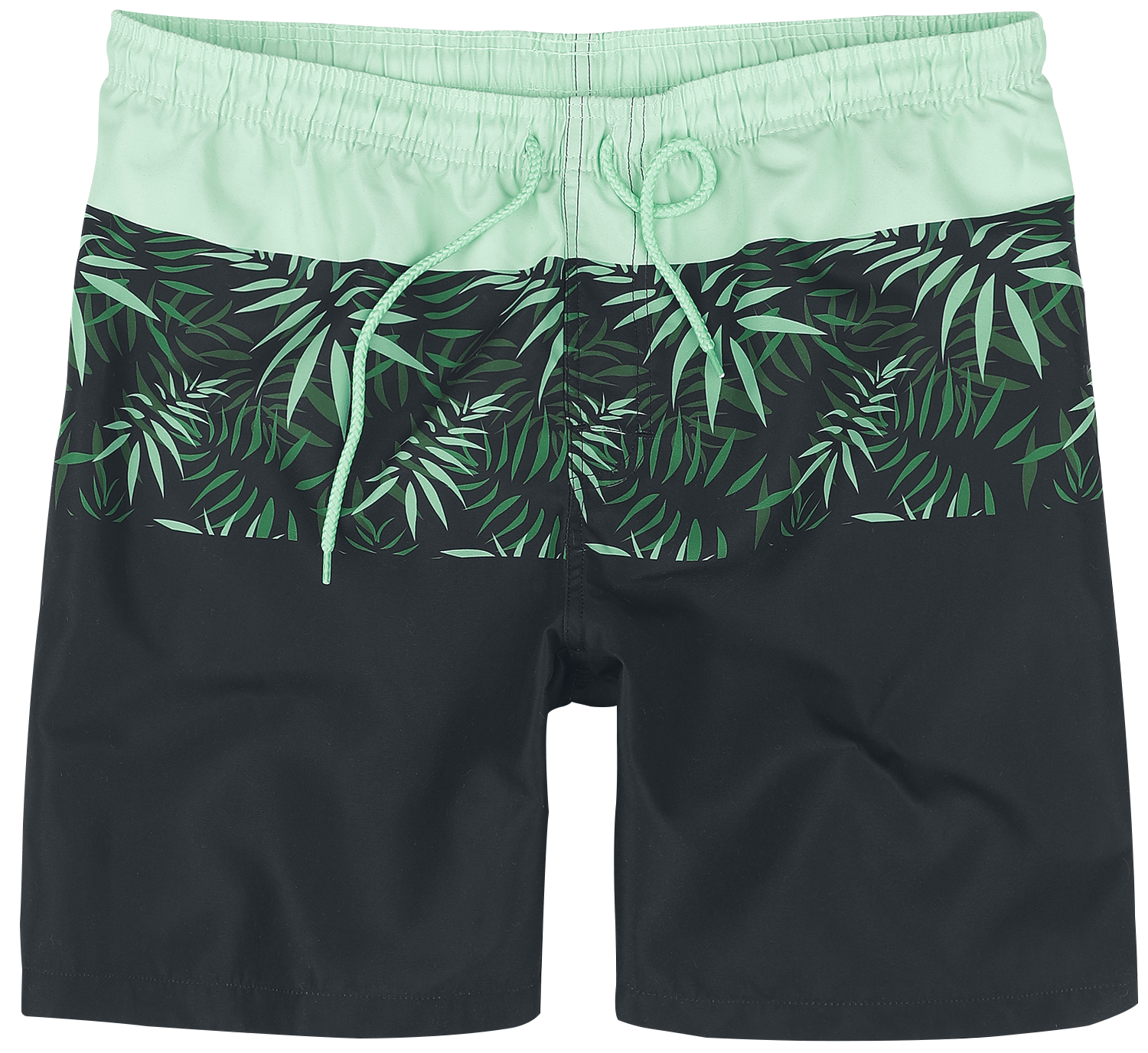 RED by EMP - Swim Shorts With Palm Trees - Badeshort - schwarz| grün - EMP Exklusiv!