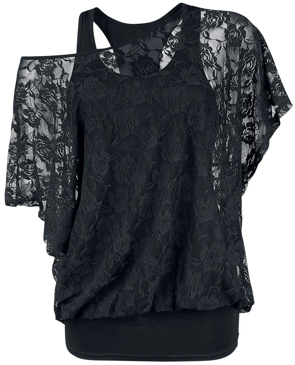 Image of T-Shirt di Gothicana by EMP - 2 in 1 Lace Shirt - S a 3XL - Donna - nero