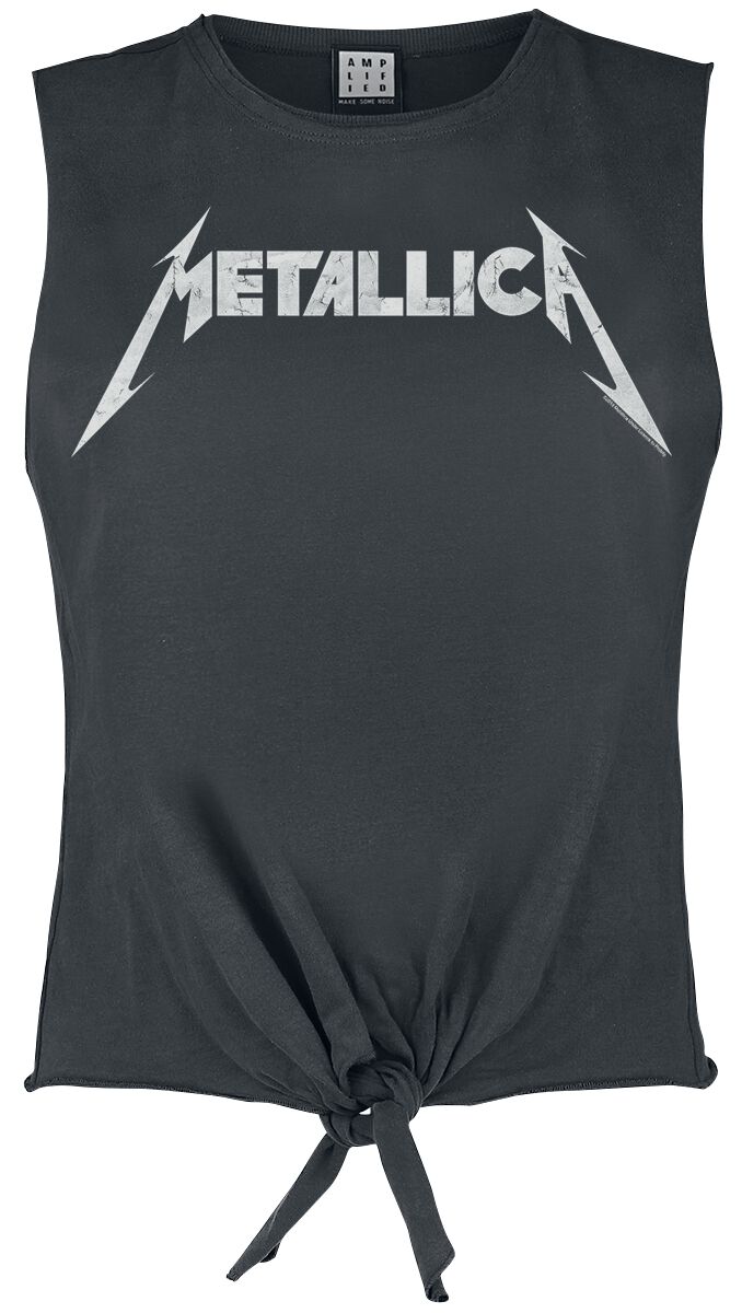 Levně Metallica Amplified Collection - White Logo Dámský top charcoal