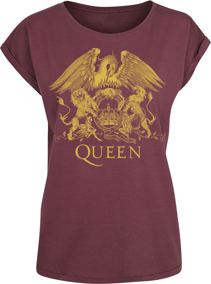 Queen T-Shirt - Classic Crest - XS bis XL - für Damen - Größe L - bordeaux  - Lizenziertes Merchandise!