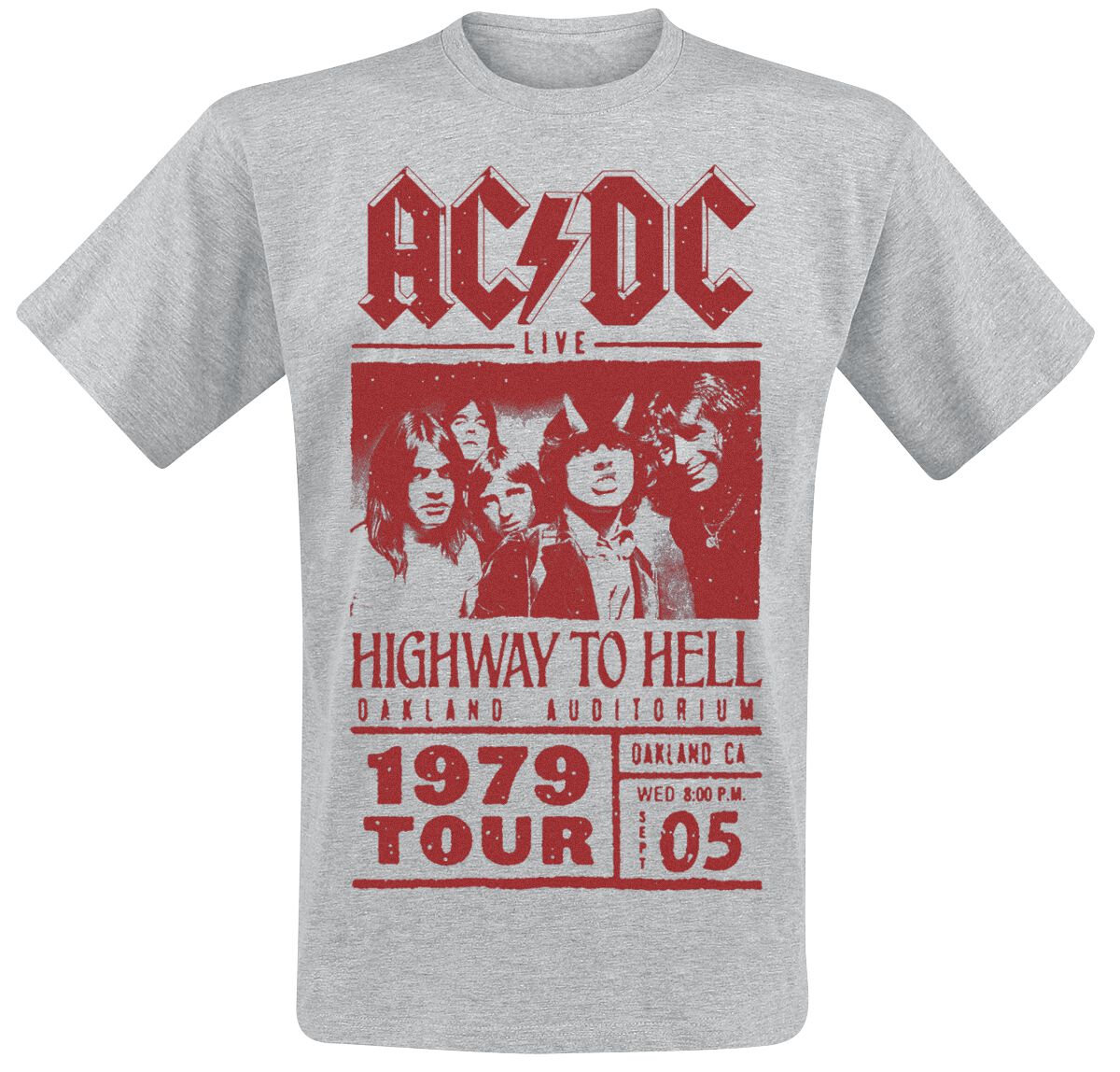Image of AC/DC Highway To Hell - Red Photo - 1979 Tour T-Shirt grau meliert