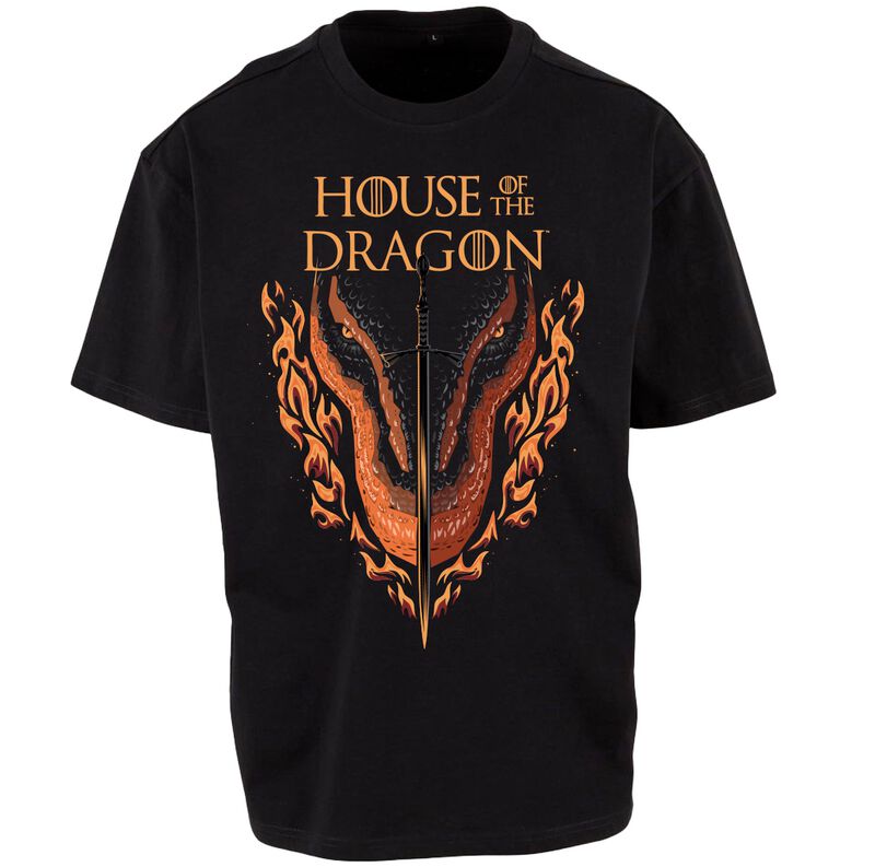 Levně Game Of Thrones House of the Dragon - Sword And Dragon Head Tričko černá