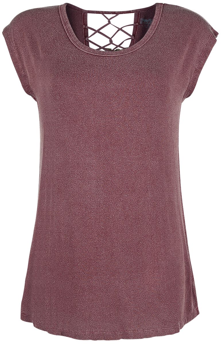 Image of T-Shirt di Black Premium by EMP - T-Shirt with Decorative Bands at the Back - S a XXL - Donna - bordeaux
