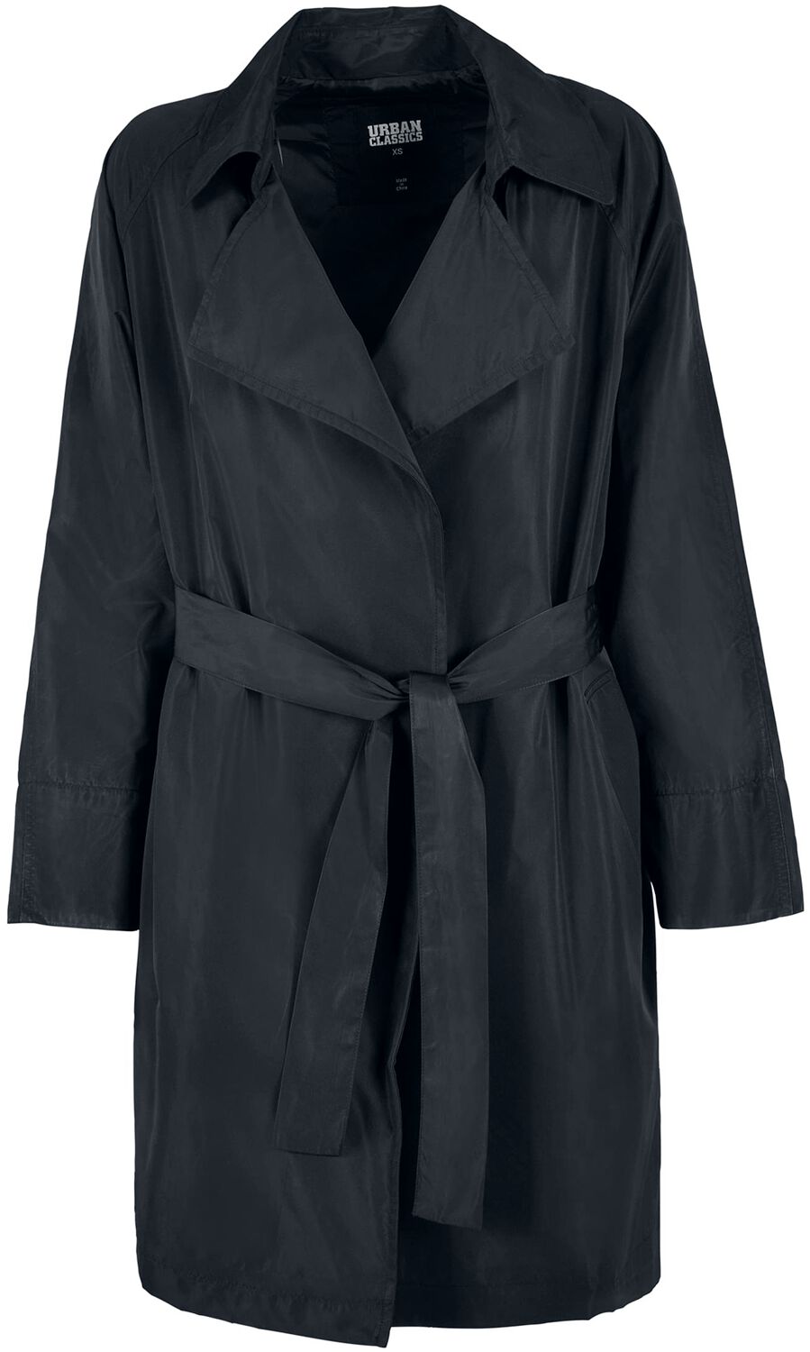 Ladies Crinkle Nylon Minimal Trench Coat Trenchcoat schwarz von Urban Classics