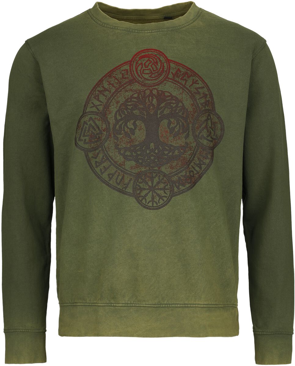 Outer Vision Sweatshirt – Life Tree Tattoo Sweatshirt – M – für Männer – Größe M – grün