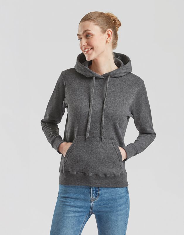 4068143457156 - LADIES CLASSIC HOODED SWEAT Kapuzenpullover dunkelgrau meliert in XXL