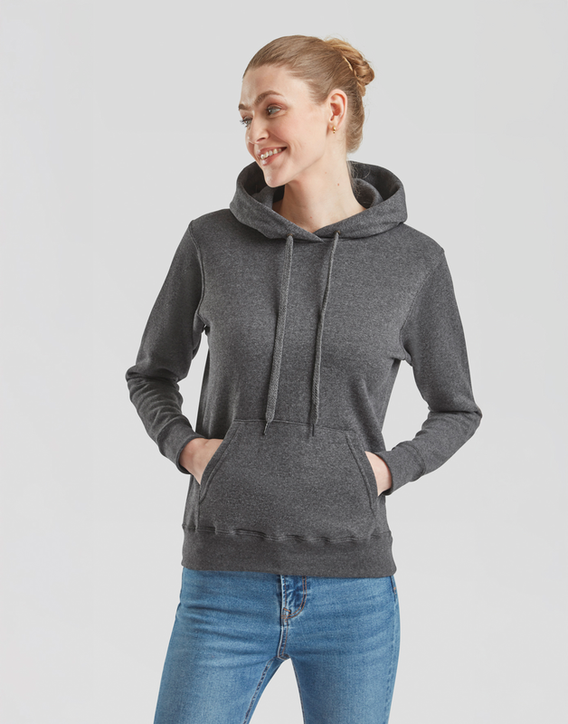 Fruit Of The Loom  Hoodie - LADIES CLASSIC SWEAT HOODIE - for Women - mottled dark grey