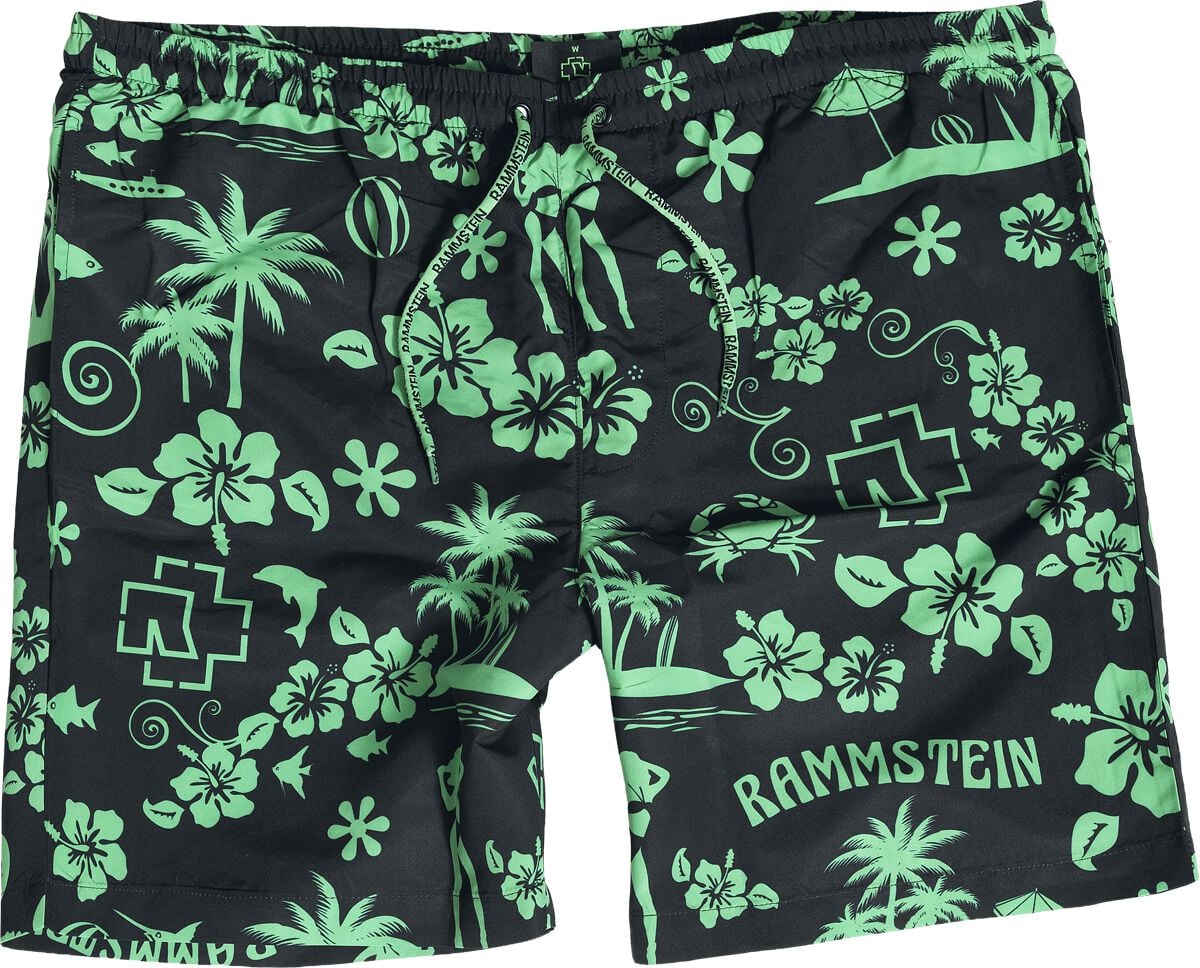 Rammstein Badeshort - Mein Land - S bis 3XL - für Männer - Größe XXL - schwarz/grün  - Lizenziertes Merchandise!