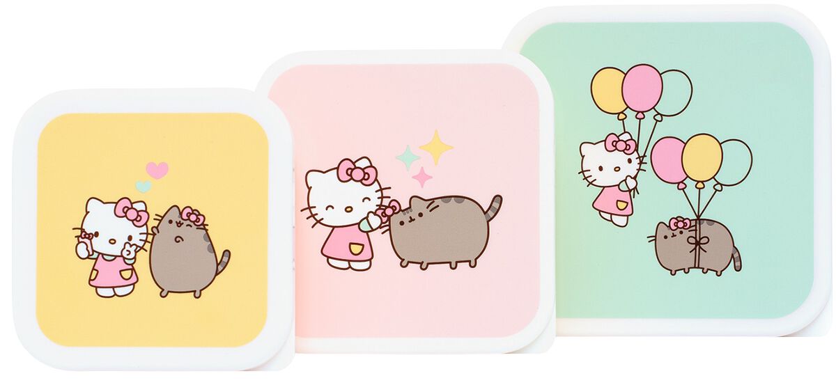 Pusheen & Hello Kitty Set of 3 Snack Boxes Lunchbox multicolor