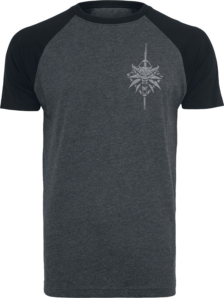 The Witcher - Gaming T-Shirt - School Of The Wolf - S bis XXL - für Männer - Größe S - schwarz/grau meliert