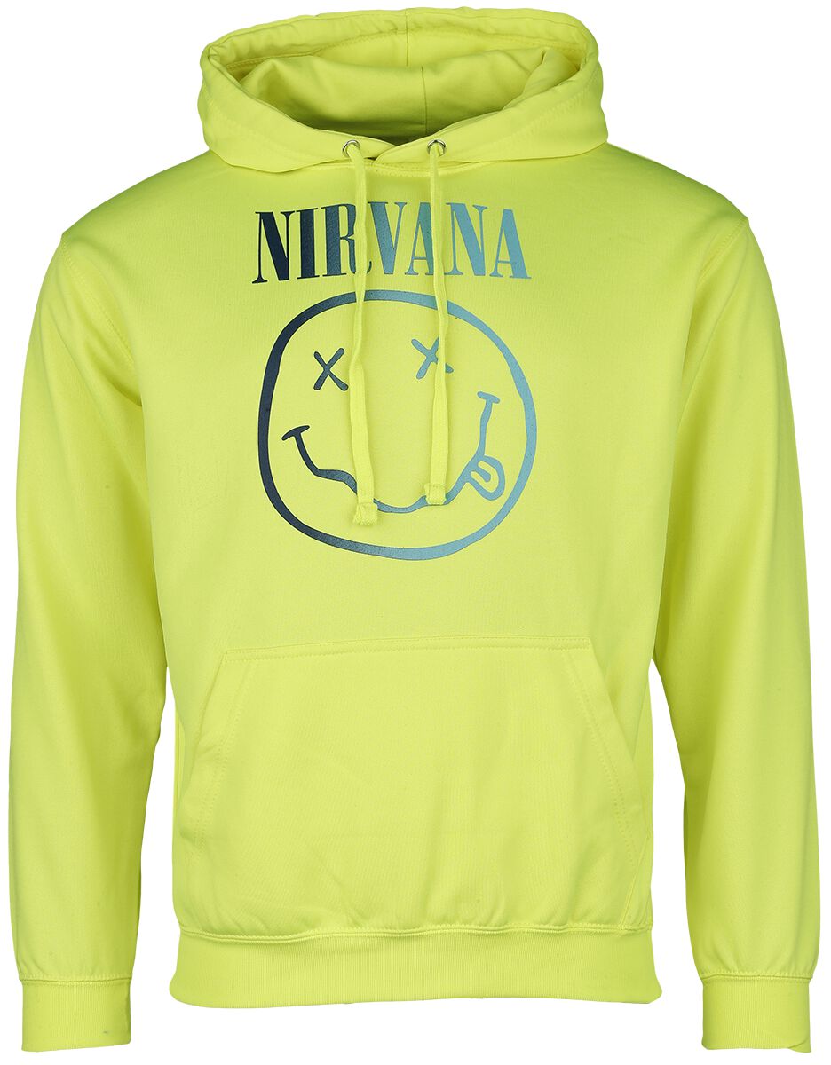 Nirvana Kapuzenpullover - Rainbow Logo - S bis XL - für Männer - Größe L - gelb  - Lizenziertes Merchandise!