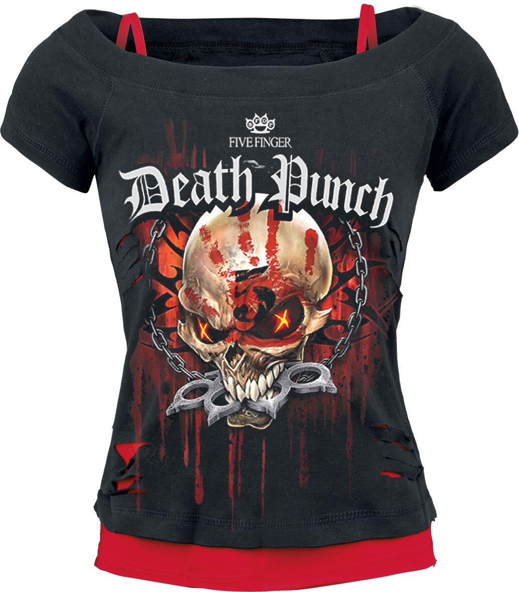 Five Finger Death Punch T-Shirt - Assassin - L bis XXL - für Damen - Größe XL - schwarz/rot  - Lizenziertes Merchandise!