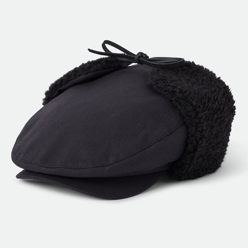 Brixton Beanie - Barrel Earflap Snap Cap - zwart